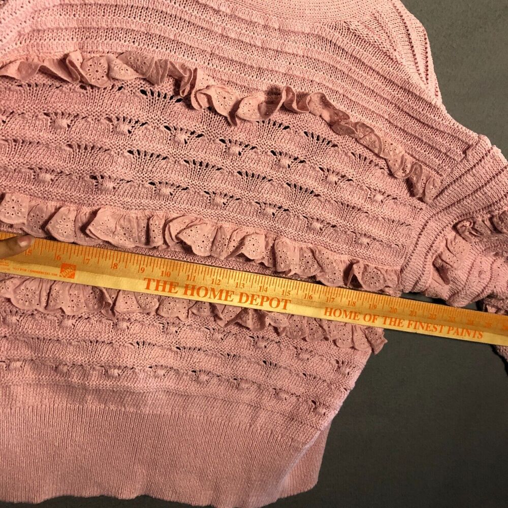 zara structured knit jacket small s m pink ruffled knitted ruffled to - Picture 10 of 11